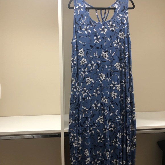 Blue and white long summer dress - Picture 3 of 3